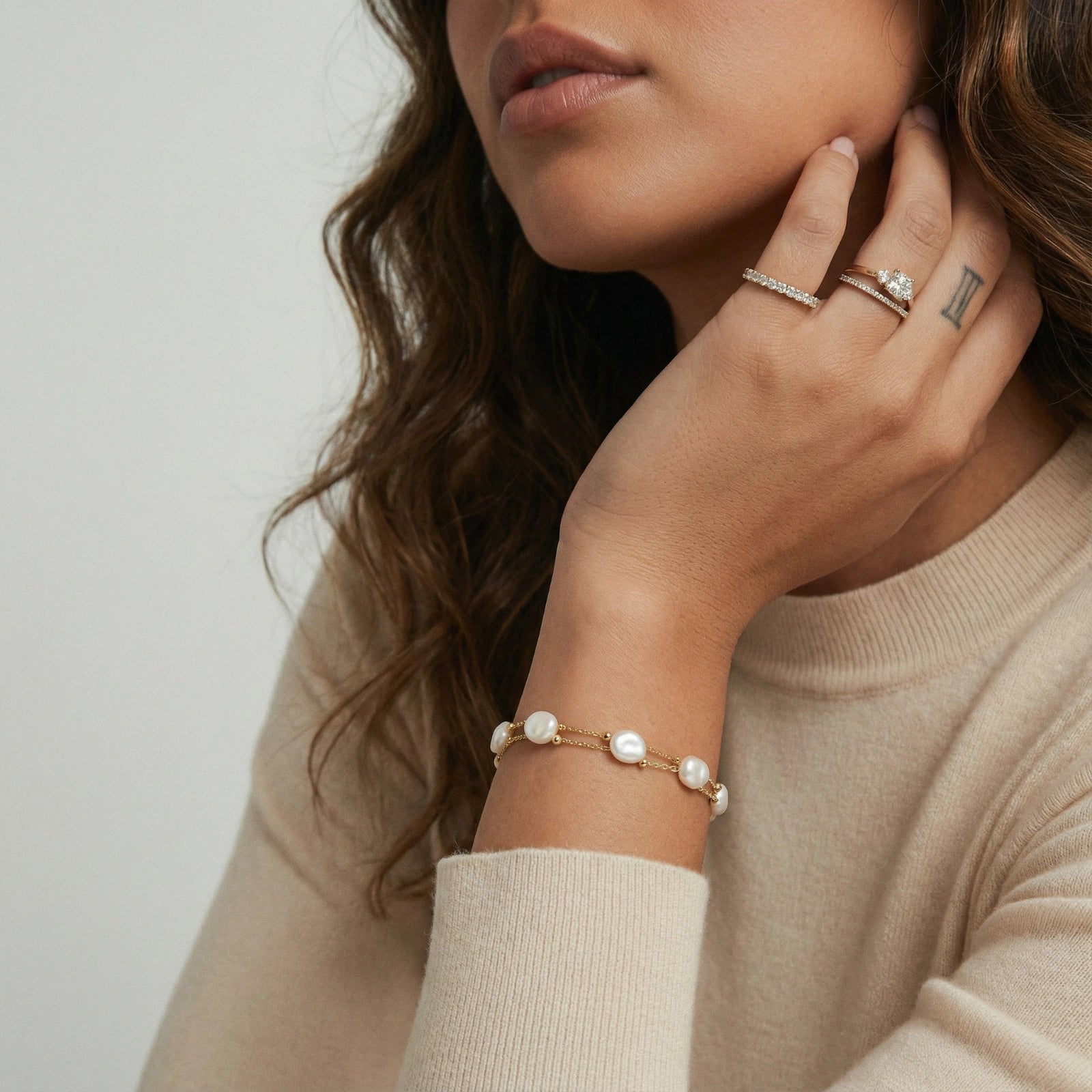 Barock-Perlen Layered-Armband